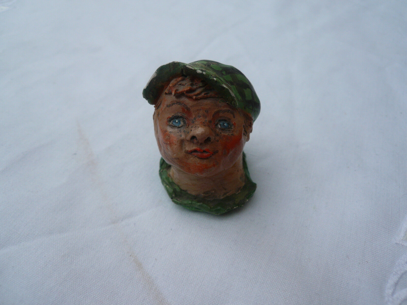 Gehstock Aufsatz Figur aus Porzellan Junge mit Kappe Hut handbemalt Masterpiece
