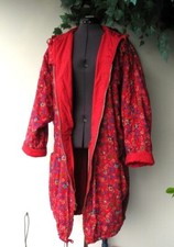 Parka donna "Eskimese" floreale rosso con cappuccio L parka reversibile giacca reversibile cotone