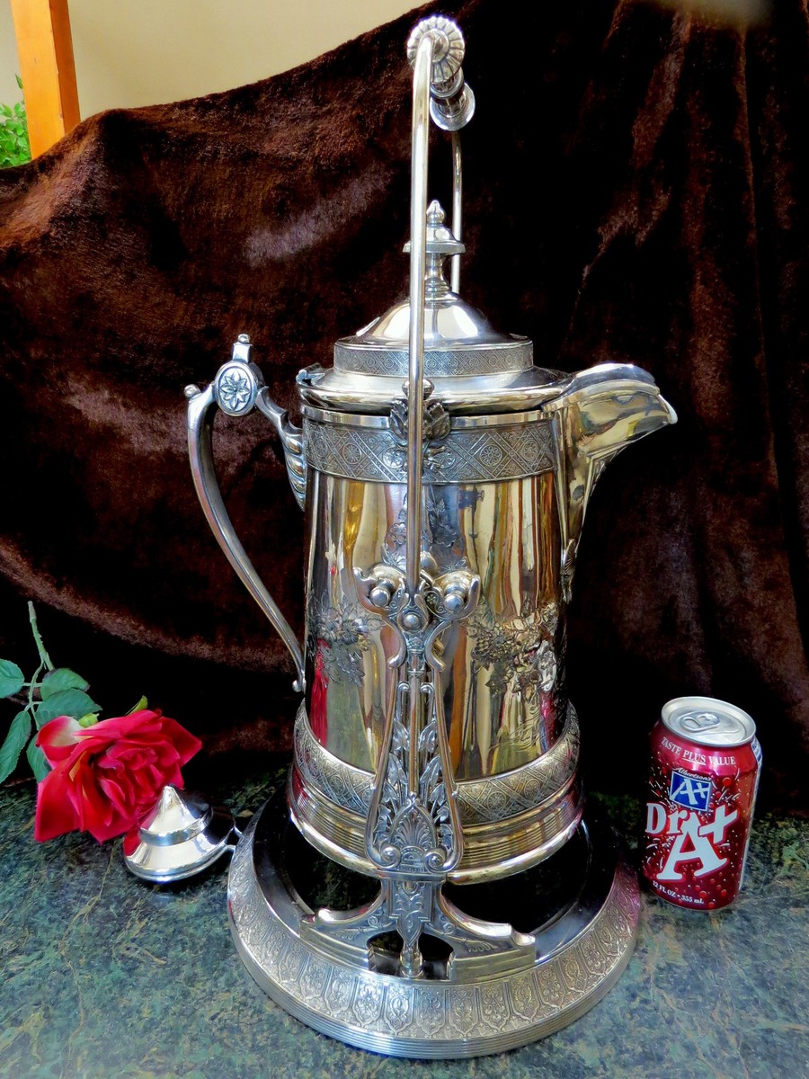 1889 Antique REED & BARTON Silverplate Tilting Water Pitcher