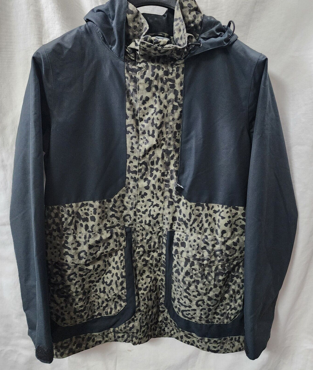 Volcom Men's Leopard Fleece Lined Hooded Windbreaker Jacket,Black