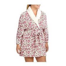 NEW Womens DF by Dearfoams Super Soft Sherpa Collar Short Robe SZ L XL