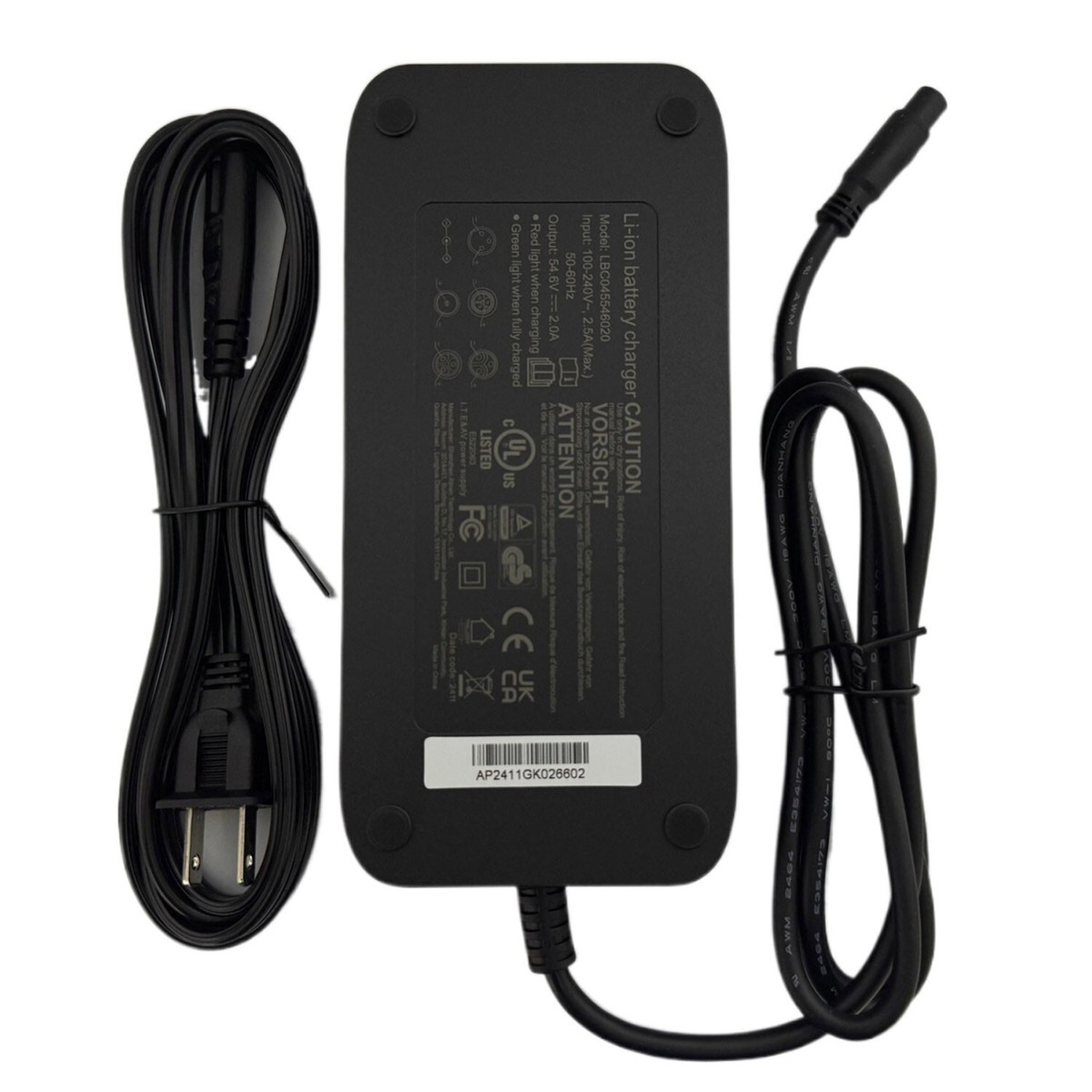 ヴォルカニックチャージ Premium UL 54.6V 2AMP 3-PIN Smart Battery Charger For