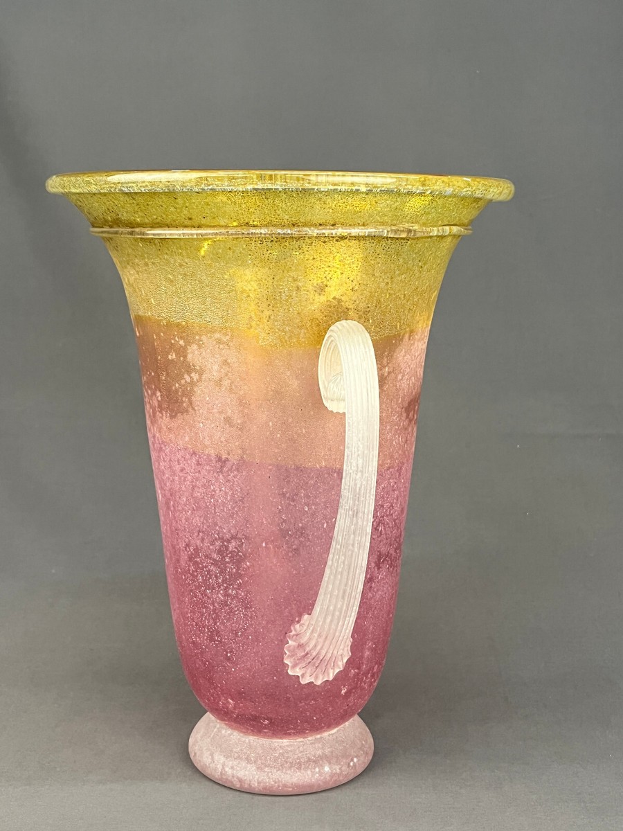Vintage Gambaro & Poggi Murano Blown Glass 12 ½” Vase with Handles