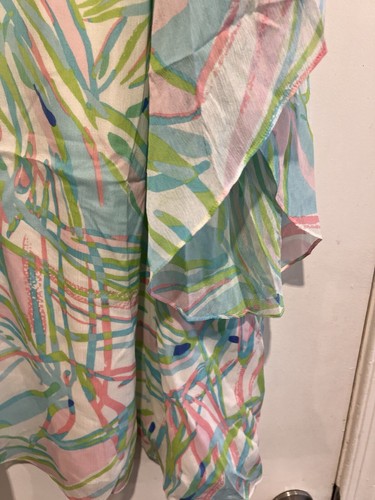 Lilly Pulitzer White Multicolored Marietta Kaftan Mini Dress Bell Sleeve Sz L - Picture 5 of 12