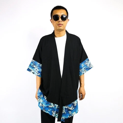 Sommer Kimono Strickjacke Herren Männer Samurai Kostüm Kleidung Kimono Jacke - Bild 37 von 38
