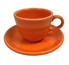 Fiestaware Tangerine Orange Cup & Saucer | Teacup/Coffee Mug | Homer Laughlin