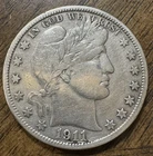 1911-S Barber Half Dollar, Choice VF Semi-Better Date