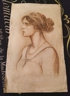 Victorian Portrait Original Hand Drawing on Laid Paper