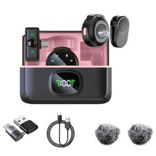 2 Pack Wireless Lavalier Microphone for iPhone 15, Android, USB C, ipad with ...