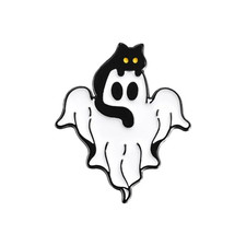 Halloween Punk Ghost Collected Enamel Pin Custom Spooky Boo with Black Cat