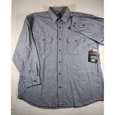 Key Industries Blue Chambray Long Sleeve Work Shirt Workwear Mens 2XL Reg 517.45