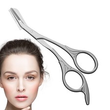 Professional Eyebrow Trimmer Scissors Kit W/Comb - Stainless Steel Grooming Tool