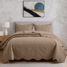 Quilted Bedspread 3 Piece Soft Embossed Comforter Coverlet Throw Queen King Size