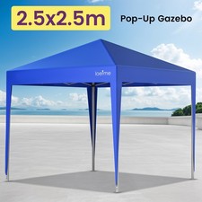 2.5x2.5M Pop Up Gazebo Adjustable Waterproof Heavy Duty Garden Canopy Tent Blue