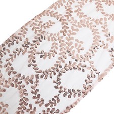 12"x108" Tulle Table Runner Embroidered Leaves Vines Sequins Party Decorations