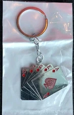Metal Poker Spades Royal Flush Playing Cards  Chrome Keychain . 'Free Shipping '