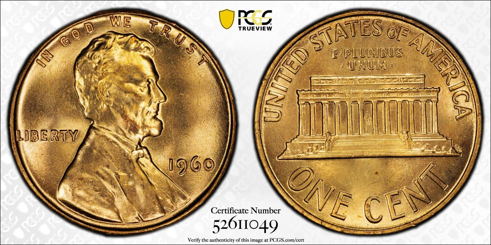 1960 PCGS MS67+RD Small Date Lincoln Cent Tied For Finest Registry