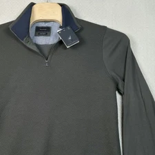 ​NWT Porter & Ash Mens Large 1/4 Zip Pullover Sweater Olive Green 2-Tone Texture