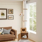 Floor to Ceiling Cat Tree for Indoor Cats 101"-108.5" Height Adjustable Tall