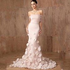Luxurious Mermaid Dress Special Occasions Evening Gown Party Off Shoulder Floral