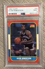 1986 FLEER BASKETBALL #92 ALVIN ROBERTSON PSA 9 MINT CENTERED FRONT AND BACK