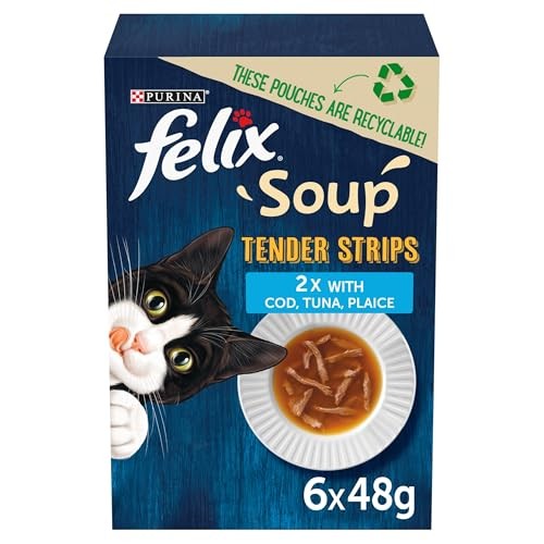 FELIX Soup Tender Strips Fish Selection Wet Cat Food 6x48g (Pack of 8)