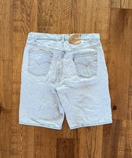 Vintage 1996 Levi's 550 Relaxed Fit Orange Tab Light Wash Denim Jean Shorts 36