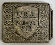 Vintage NRA 2 Million Club Belt Buckle Gold Tone Star National Rifle Association