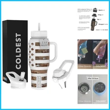 Coldest 36oz Insulated Tumbler with Straw - Leak Proof, 3 Lids for Versatility