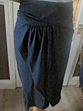 Next Maternity size 12 Black stretch Mock Wrap Midi Skirt Brand NEW with Tags