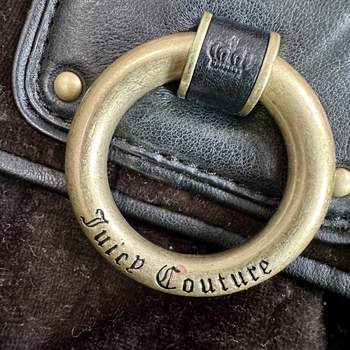 Vintage Y2K Juicy Couture Kroko-Prägung Velour XL Schultertasche Handtasche dunkelbraun - Bild 14 von 14
