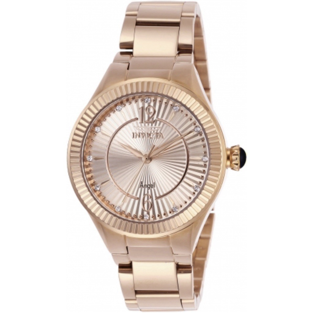 Invicta Angel Champagne Diamond Sunray Dial Rose Gold 35mm Ladies Watch 28332
