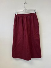 Vintage Wool Skirt Juniors 11/12 24" Red A-Line Midi High Waist Soft Lined 80s