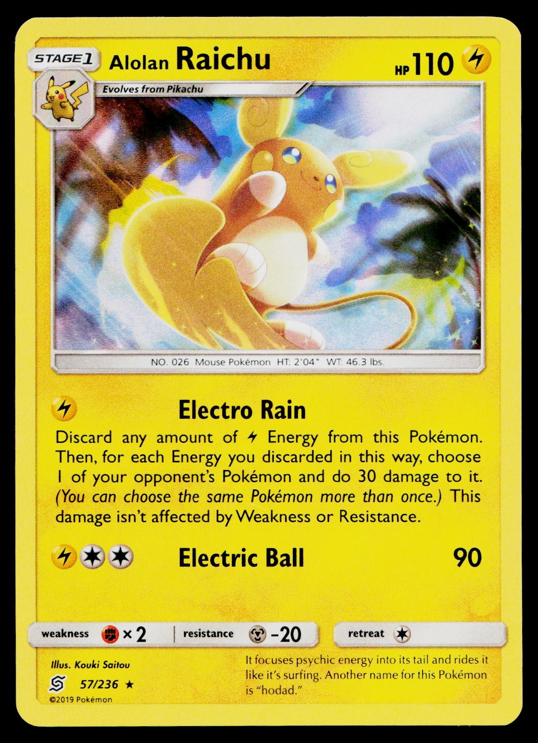 Alolan Raichu 57/236 Holo Rare Unified Minds Pokemon