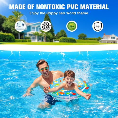 Inflatable Pool with Seat & Pool Light, Thickened Large Size Family,105"x65"x25" - Picture 3 of 7