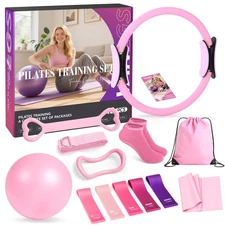 Pilates Kit 13Pcs Home Pilates Essentials Workout Kit with 13" Ring, 10" Ball...