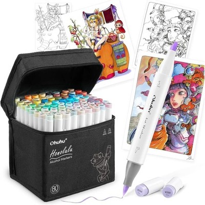 Ohuhu Kunst Marker Stift Pinsel kräftiger Typ 80 weiche Farben 81 Honolulu...