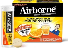 Airborne Immune Support Effervescent Tablets Zesty Orange, 30 ea - exp01/27 +