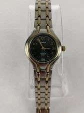 Timex Indiglo 25mm Gold/Silver Tone Quartz Date Watch w/Bracelet & New Battery