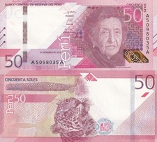 Peru 50 Soles 2019 / 2022 P 198 UNC A-A First Prefix