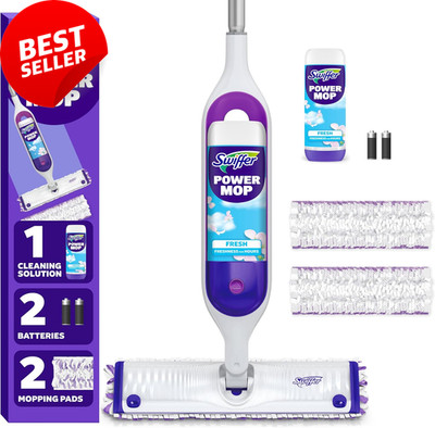 PowerMop Multi Surface Mop Kit Floor Cleaning Pads Solution Batteries Fresh