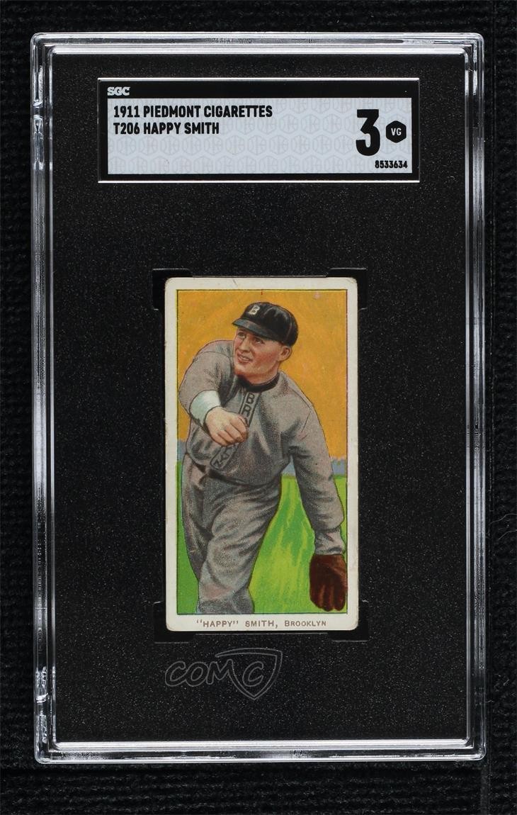 1909-11 T206 Piedmont 350-460 Factory No 25 Back Happy Smith SGC 3 0q4x
