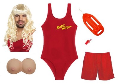 Erwachsene Junggesellenabschied Pamela Babe Watch Rettungsschwimmer Kostüm