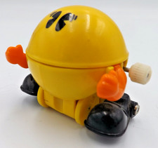 Rare Vintage 80's TOMY Pac-Man Wind Up Walking Toy Yellow Tested and Works