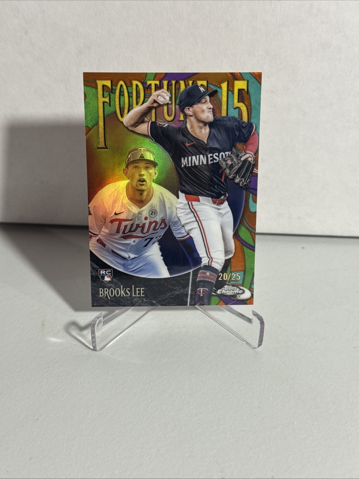 2025 Topps Chrome Fortune 15 Brooks Lee RC Minnesota Twins #F15-14 Orange /25