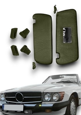Sonnenblenden Sunvisor Paar mit Stangen + Clips für Mercedes 107 dunkelgrün RHD