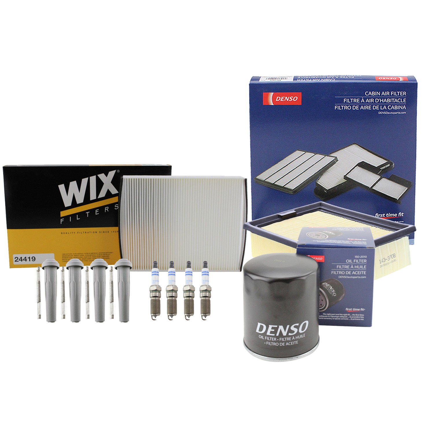 Denso Tune Up Kit Bosch 4 Spark Plug  Boots Kit for Escape Transit Connect L4 7