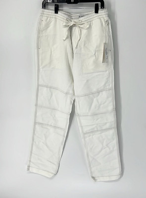 AG NWT Men s Henry relaxed drawstring pants Size 31 White Pockets Linen Blend