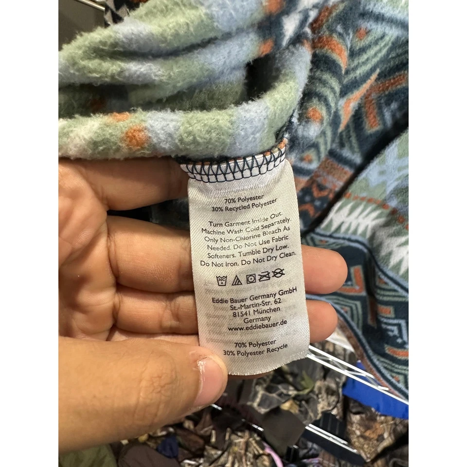 Eddie Bauer Men's Fleece Shirt Jacket L Geometric Print Button Down Long Sleeve - Image 3 of 4