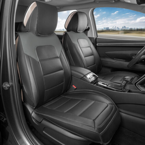 MotorBox Classic Edition Front Seat Covers, Premium Faux Leather - Gray - Bild 2 von 6